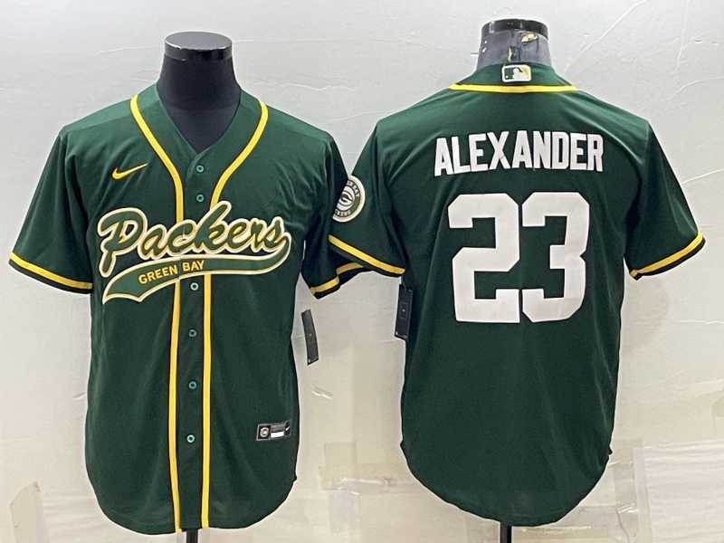 Mens Green Bay Packers #23 Jaire Alexander Green With Patch Cool Base Stitched Baseball Jersey